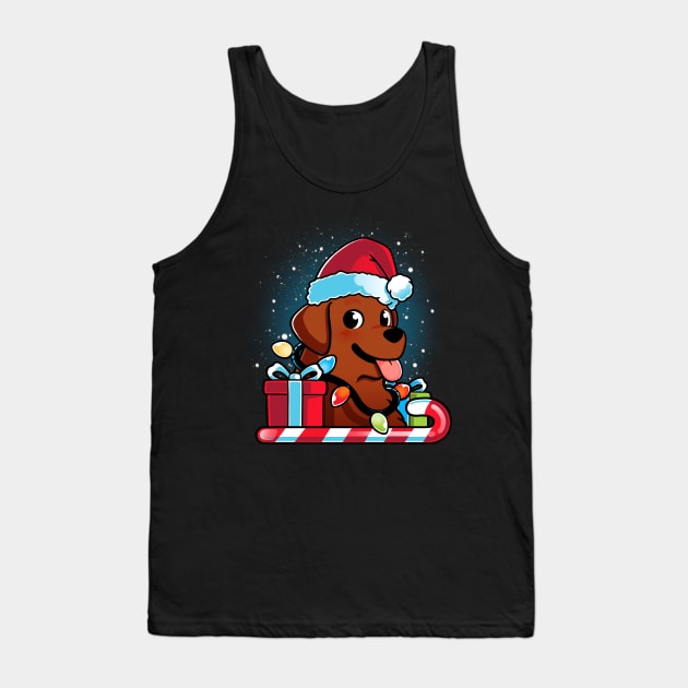 Chocolate Brown Labrador Dog Christmas Tank Top by Digital Magician